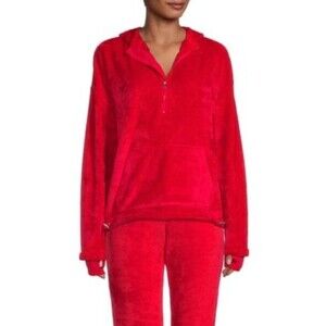 Velour Henley Sweatshirt Hoody Warm Red Szs XXL & XXXL NWT